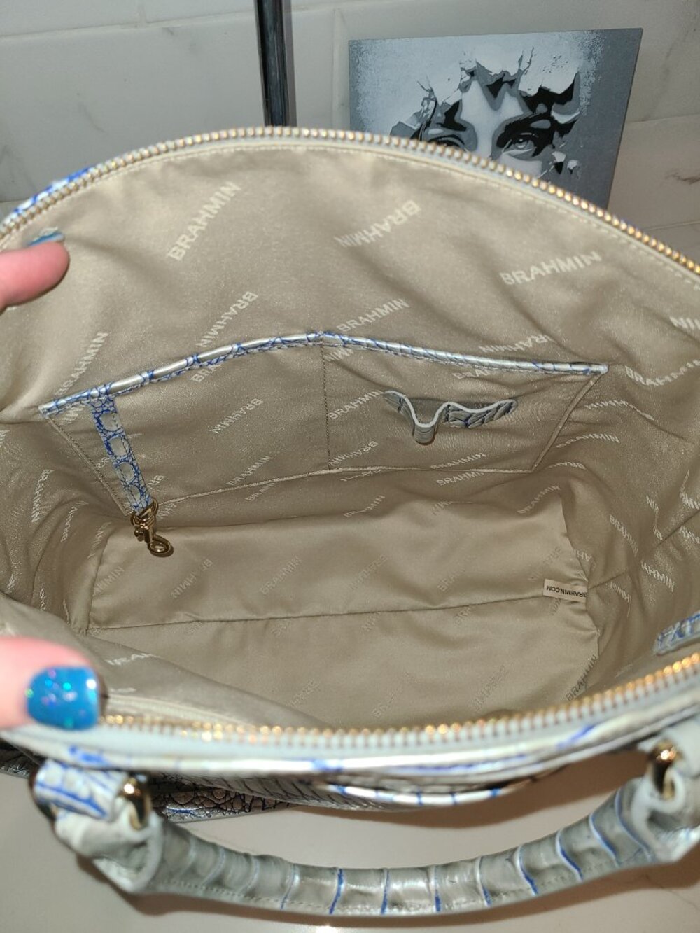 Brahmin NWT Large Duxbury Eggshell Melbourne Leather NWT - Picture 12 of 12